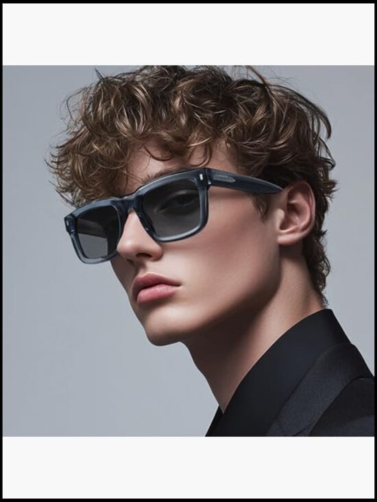 Polarized Square Sunglasses with UV400 Protection, Acetate Frame main image 2